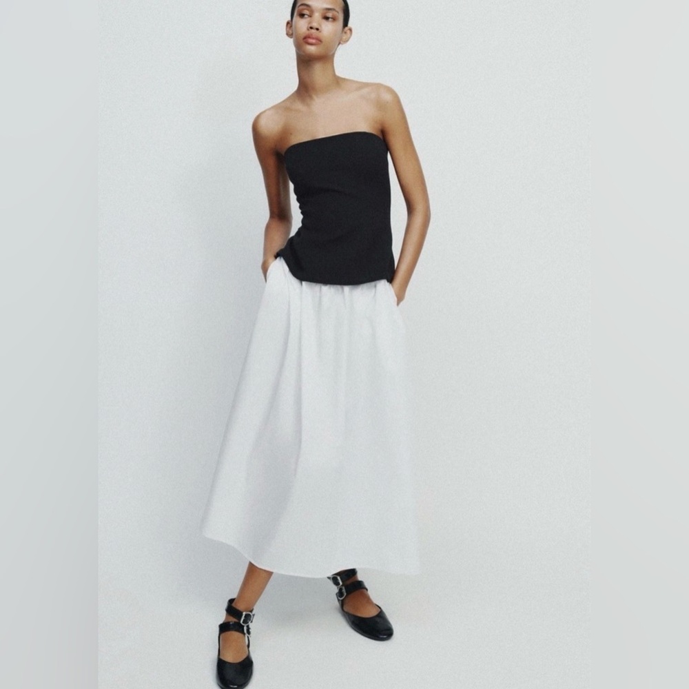 Zara Two toned  Black and White midi dress